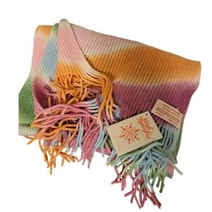 NWT Nardi Tagliaferri Wool Blend Scarf Rainbow Ombre Fringe Made in Italy